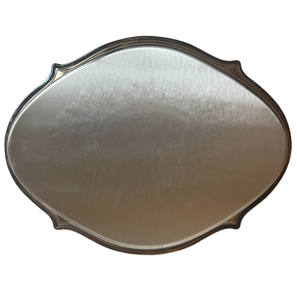 Vanity Or Serving Tray Silver Plate Etched Filigree Oval Primrose Catering Dish - Picture 3 of 12